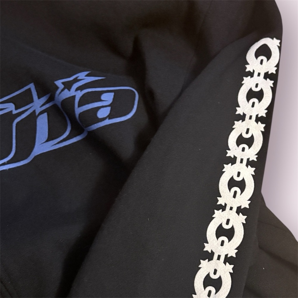 ‼️SOLD-Pythia Black Graphic Zip Drawstring Hoodie with Star Logo - Picture 4 of 6